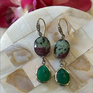 Elegant Gem Stone Dangle Earrings